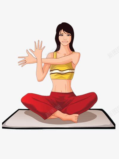 做瑜伽的美女png免抠素材_88icon https://88icon.com 手绘 瑜伽垫 红色 黄色 黑色