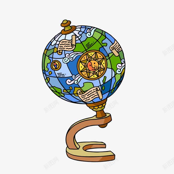 卡通手绘地球仪png免抠素材_88icon https://88icon.com 卡通 地球 地球仪 手绘绘画 蓝色
