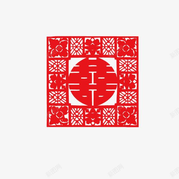 喜字双喜剪纸边框png免抠素材_88icon https://88icon.com 剪纸 双喜 喜字 边框