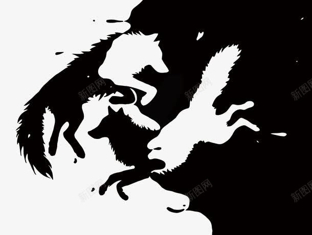 阴阳双狼png免抠素材_88icon https://88icon.com 卡通手绘 狼 矢量狼 阴阳