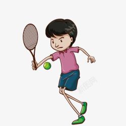 卡通男孩网球运动素材