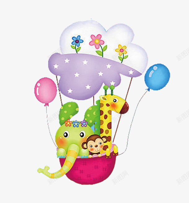 卡通可爱小动物坐气球png免抠素材_88icon https://88icon.com 动物 卡通 可爱 气球