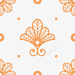 橙色线条花朵素材