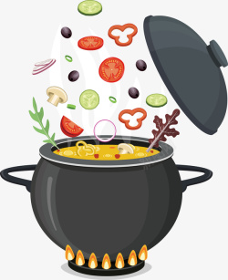 浓汤和黑色的锅矢量图素材