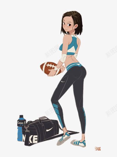 运动女孩png免抠素材_88icon https://88icon.com 插画 橄榄球 装饰 运动