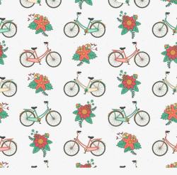 创意单车和花卉无缝背景素材