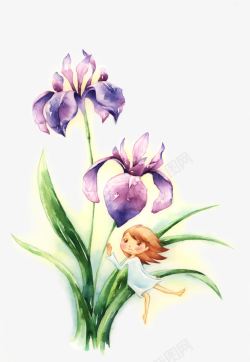 手绘紫色唯美花朵植物素材