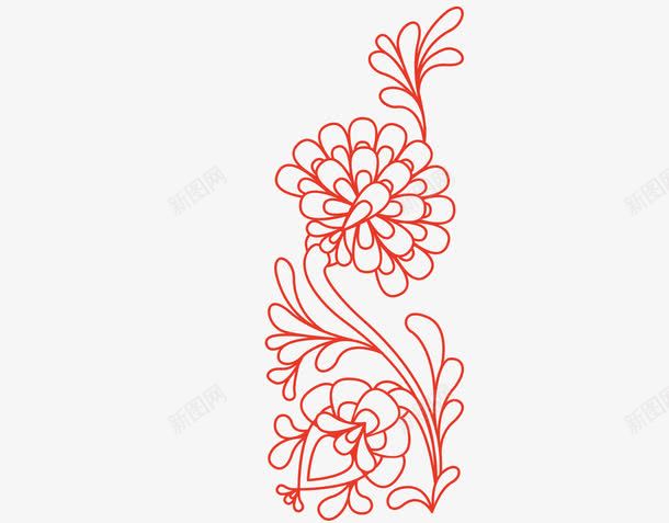 时尚中国风主题元素png免抠素材_88icon https://88icon.com 中国风 手绘 红色 花 花纹 装饰