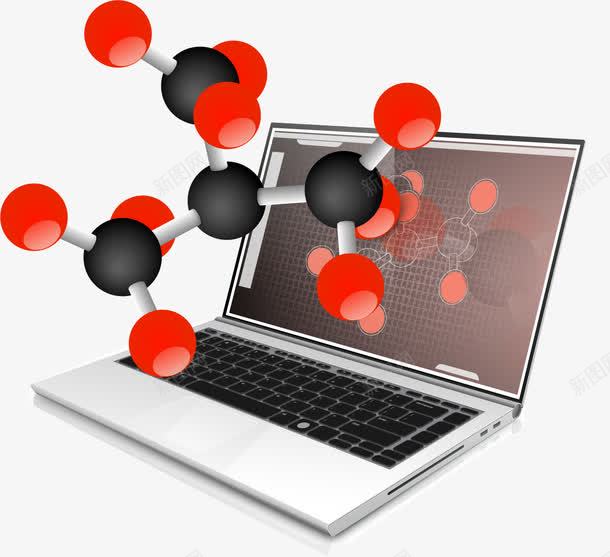 手绘电脑与分子png免抠素材_88icon https://88icon.com 分子 手绘 电脑 科学
