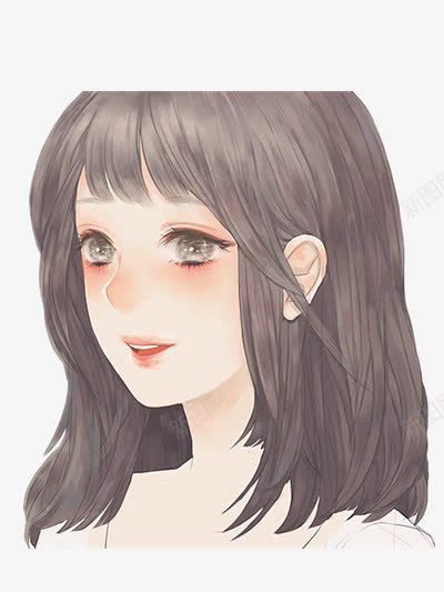 手绘害羞女孩png免抠素材_88icon https://88icon.com 手绘 插画 装饰