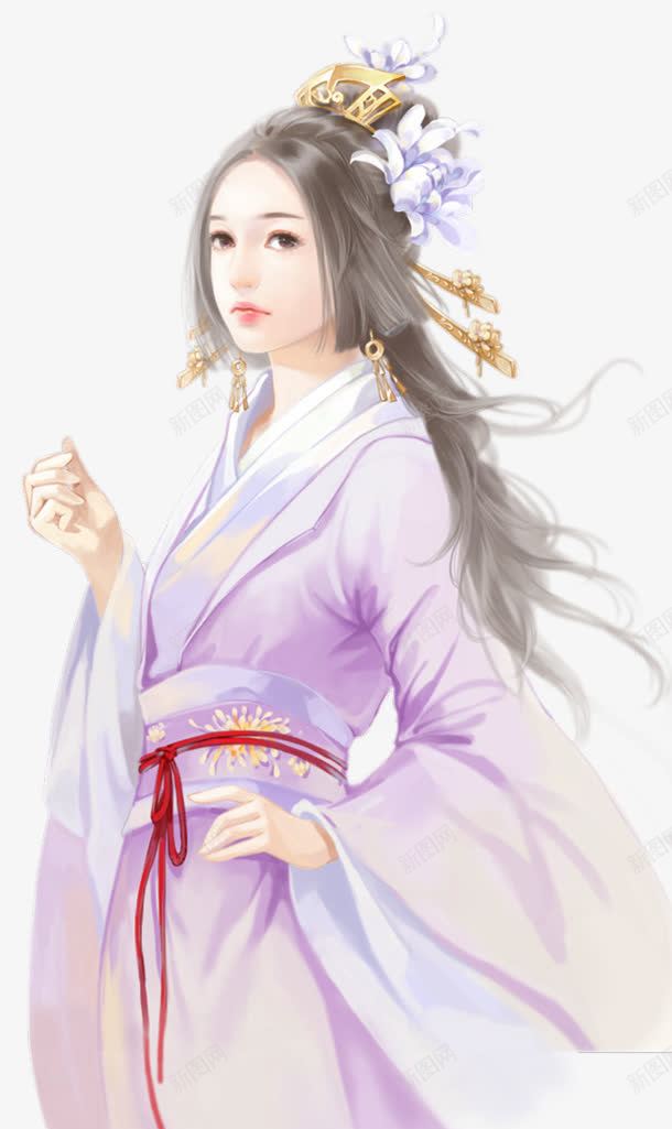 手绘古代忧郁美女png免抠素材_88icon https://88icon.com 古代 忧郁 美女