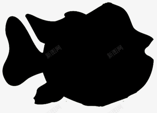 卡通黑色扁鱼剪影图标图标