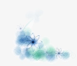 蓝色花朵底纹图案素材