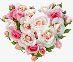 粉白色花朵爱心装饰素材