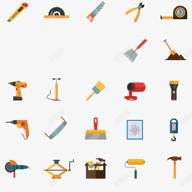 建筑工具png免抠素材_88icon https://88icon.com 工具刀 建筑工具 钳子 锯子