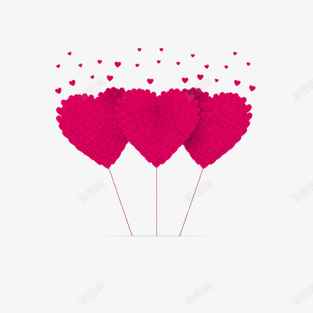 三颗心png免抠素材_88icon https://88icon.com 心形 情人节 浪漫 红色