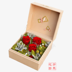 红色花朵花盒礼物素材