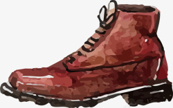 手绘水彩棕色男士马丁靴素材