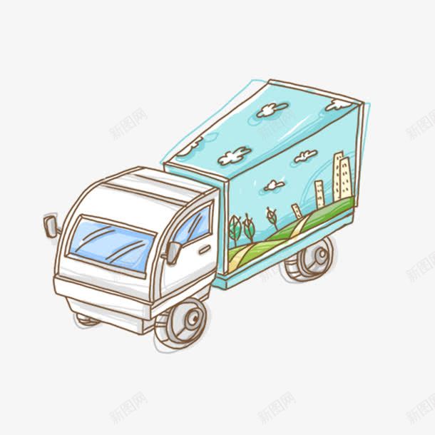 卡通手绘货车png免抠素材_88icon https://88icon.com 交通工具 卡通 手绘 货车