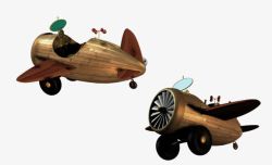 卡通可爱木质飞机素材