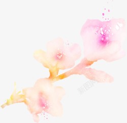 粉色水墨艺术花朵手绘素材