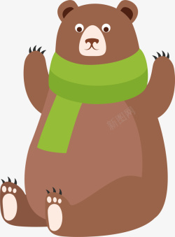 可爱举手的棕色大熊矢量图素材