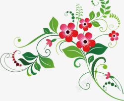 春天手绘红色花朵植物素材