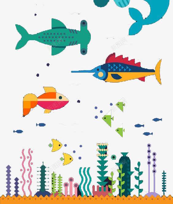 海洋世界鱼轮船png免抠素材_88icon https://88icon.com 水母 海洋世界 轮船 鱼