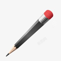 黑色铅笔画笔红色橡皮素材