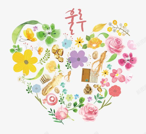 韩风心形花海png免抠素材_88icon https://88icon.com 心 手绘 花海 装饰