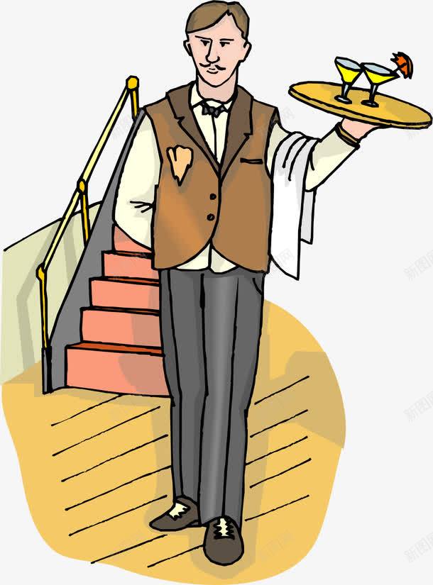 手绘服务员矢量图ai免抠素材_88icon https://88icon.com 手绘 楼梯 美女 矢量图