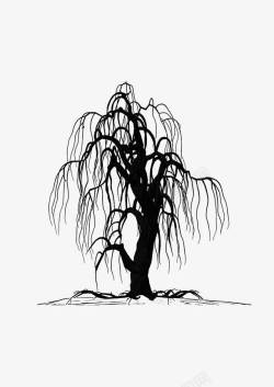 绘画植物枯树黑白素材