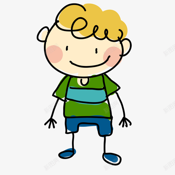 卡通手绘微笑的小男孩矢量图ai免抠素材_88icon https://88icon.com 人物设计 儿童节 卡通 小男孩 微笑 手绘 矢量图