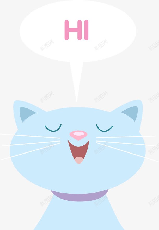 HI猫png免抠素材_88icon https://88icon.com HI 卡通猫 可爱猫 蓝色猫