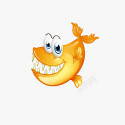 卡通尖齿鱼黄色尖齿鱼矢量图高清图片