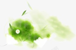 绿色清新漂浮手绘树叶装饰素材