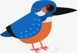 蓝色小鸟小动物矢量图素材