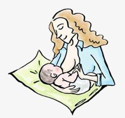 坐枕式新生儿母乳喂养插画素材