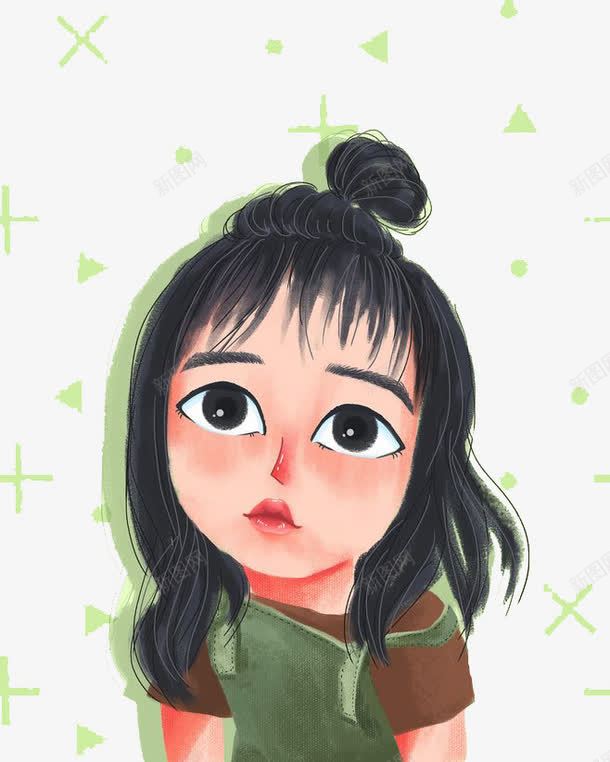 女孩短发png免抠素材_88icon https://88icon.com 半丸子头 卡通 女孩 彩色 手绘 水彩 短发 装饰