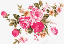 节日手绘粉色花朵美景素材