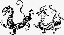 黑色复古创意动物中国龙纹理素材