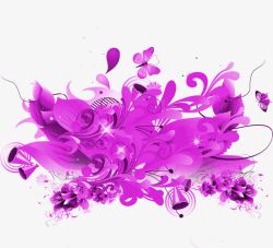 中国风紫色手绘植物花朵素材