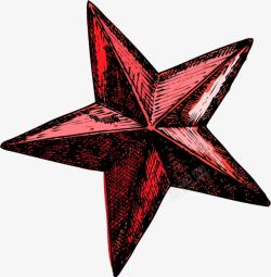 手绘红色五角星星素材