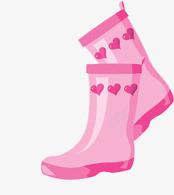 手绘卡通可爱粉色爱心雨鞋素材