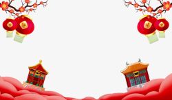 中国风红灯笼展板图素材