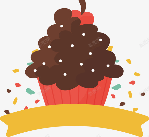 巧克力杯子蛋糕矢量图eps免抠素材_88icon https://88icon.com 巧克力 巧克力蛋糕 彩色飘带 杯子蛋糕 矢量png 蛋糕 矢量图