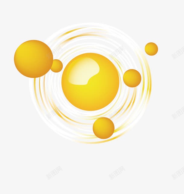 原子链接图png免抠素材_88icon https://88icon.com 高清 黄色原子