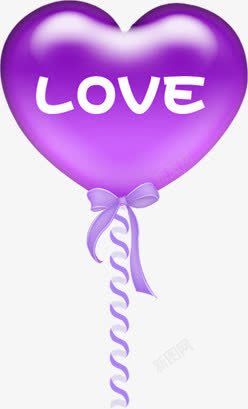 手绘紫色爱心气球素材