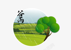 绿色清新谷雨图标素材