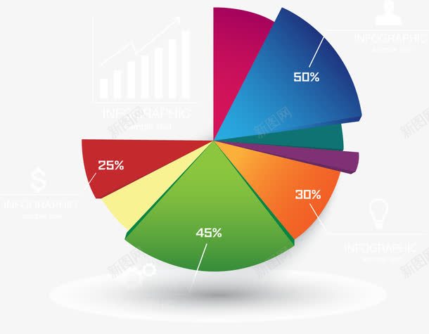 分裂饼图信息图表png免抠素材_88icon https://88icon.com 信息 分类 占比 数据 饼图